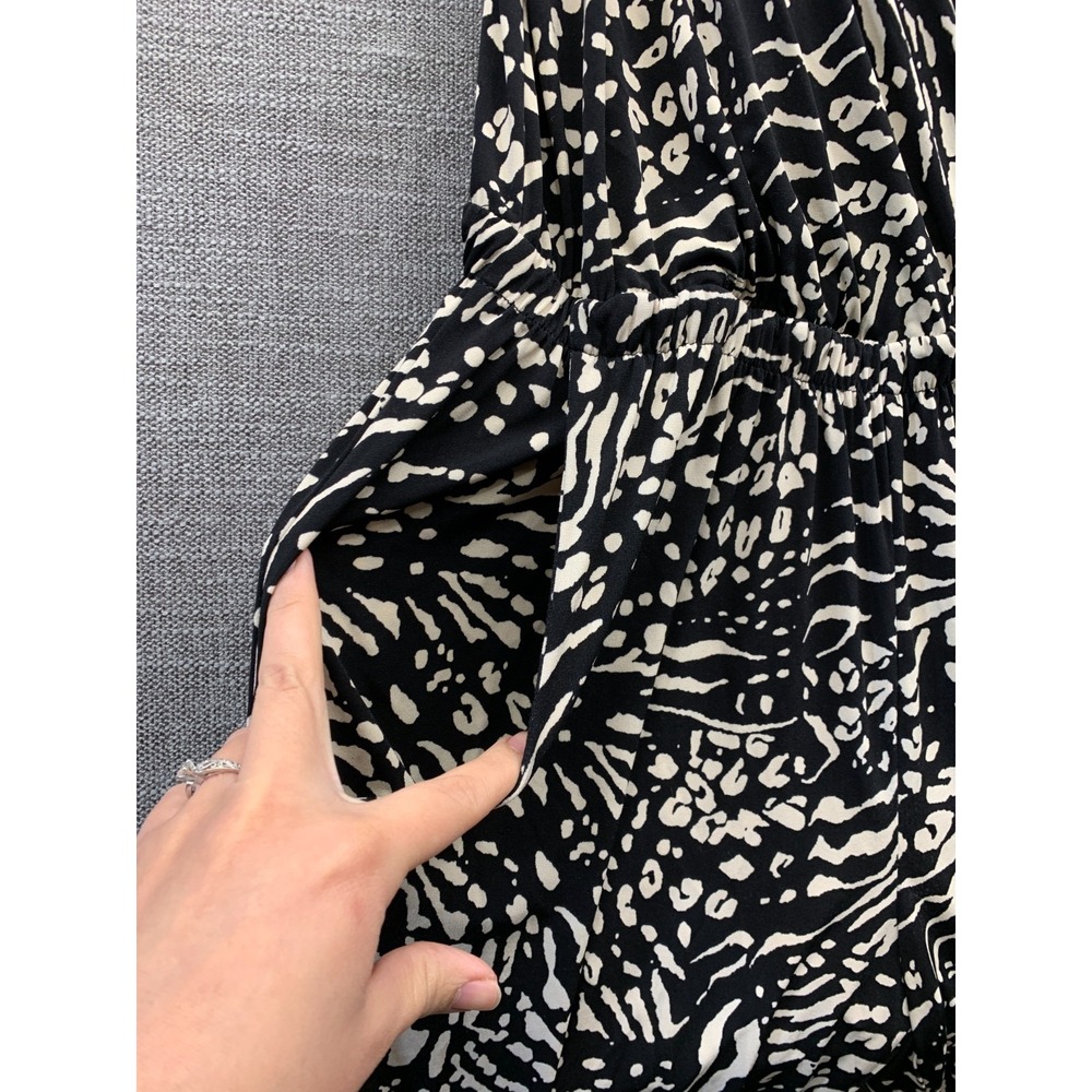 Peyton Jensen Jumpsuit Womens Medium Black Beige Animal Print Spaghetti Straps - Picture 7 of 14